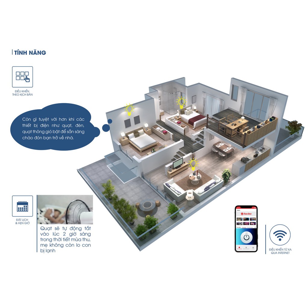 Ổ cắm wifi đơn thông minh điều khiển từ xa chính hãng Rạng Đông Model: OC.01.WF 16A