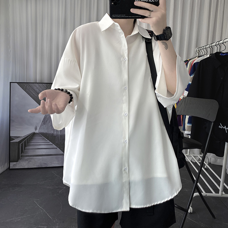 Áo sơ mi tay ngắn dáng rộng màu trơn phong cách hàn quốc thời trang trẻ form rộng sơ mi cổ vest unisex tay lỡ, chất vải lụa mịn chống nhăn