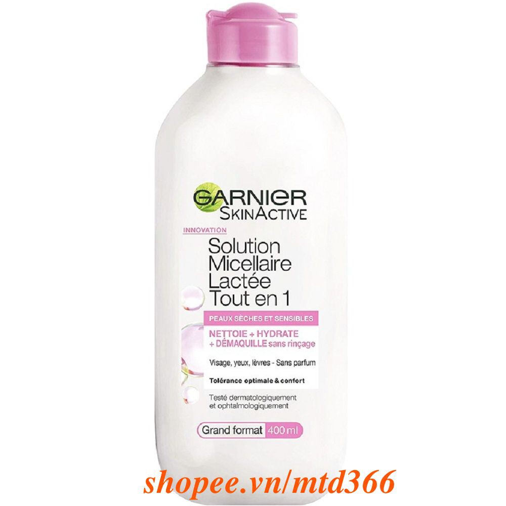 Nước Tẩy Trang 400Ml Garnier Skinactive Solution Micellaire Lactee Tout.