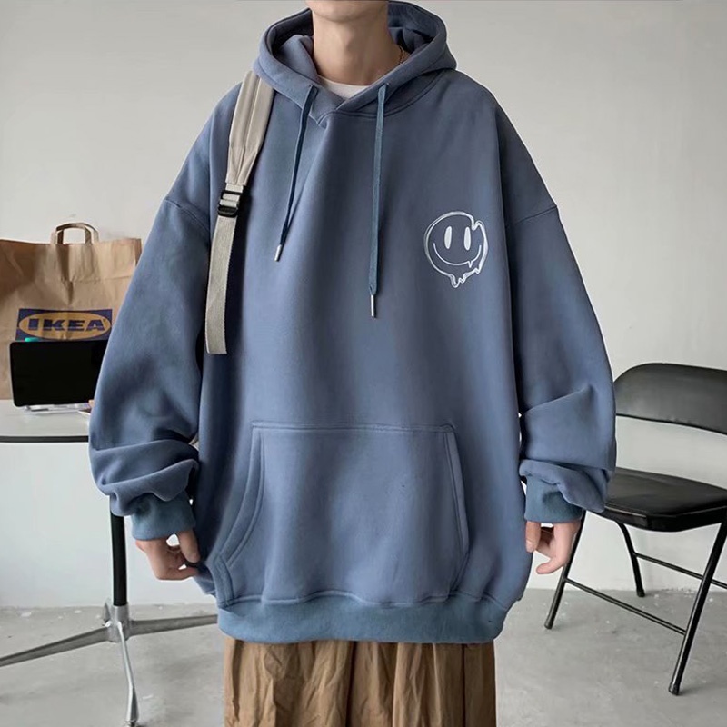 Áo hoodie dài tay in họa tiết mặt cười thời trang dành cho nam