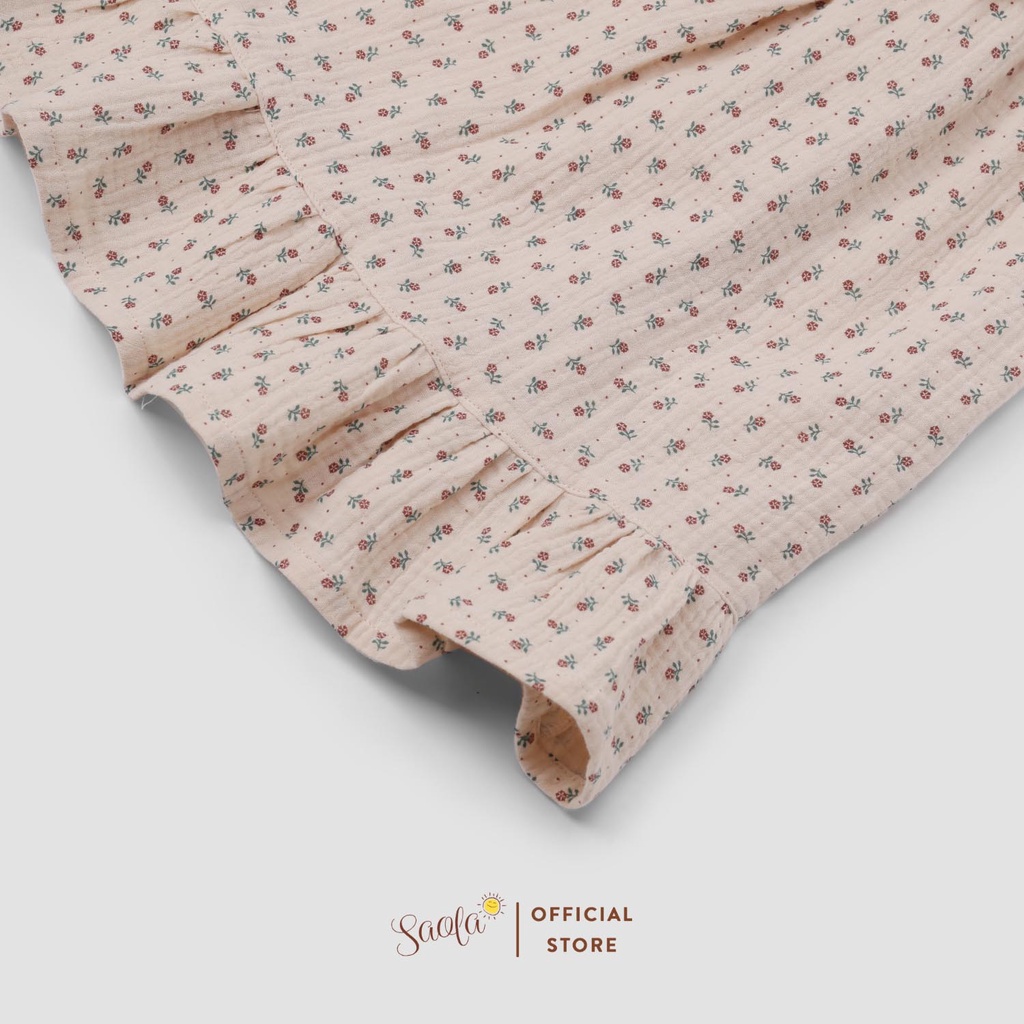 Váy Bé Gái Phối Bèo Chất Liệu Muslin Thoáng Mát Mềm Mịn - DRM018 - CAMELLIA DRESS - SAOLA KIDS CLOTHING