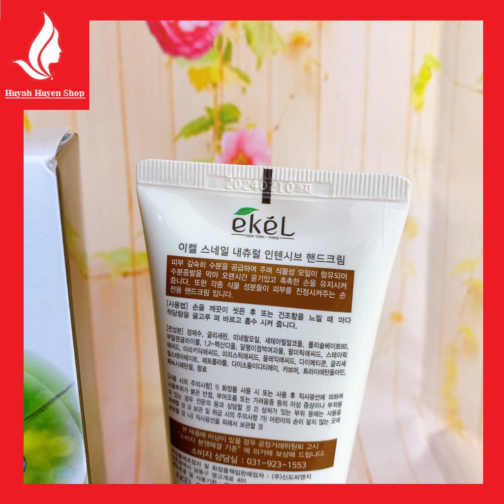 [chuẩn Auth] Gel dưỡng da tay, chân Ekel Snail Natural Intensive Hand Cream cao cấp tuýp 100ml