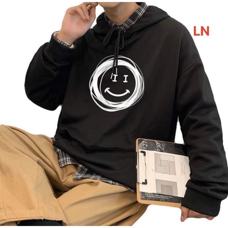 Áo hoodie mặt cười mắt I LN11