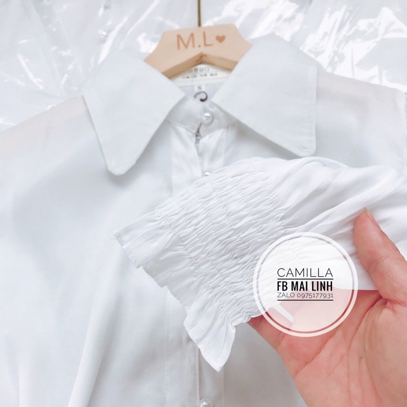 ⚡️SƠ MI TRẮNG⚡️ Sơ mi trắng cúc ngọc tay chun