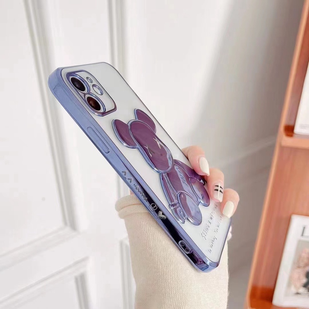 Ốp Điện Thoại Mềm Hình Gấu Màu Xanh Dương Cho iphone 12 pro max 11 pro max xs max xr x 7 8 plus iphone 7 plus