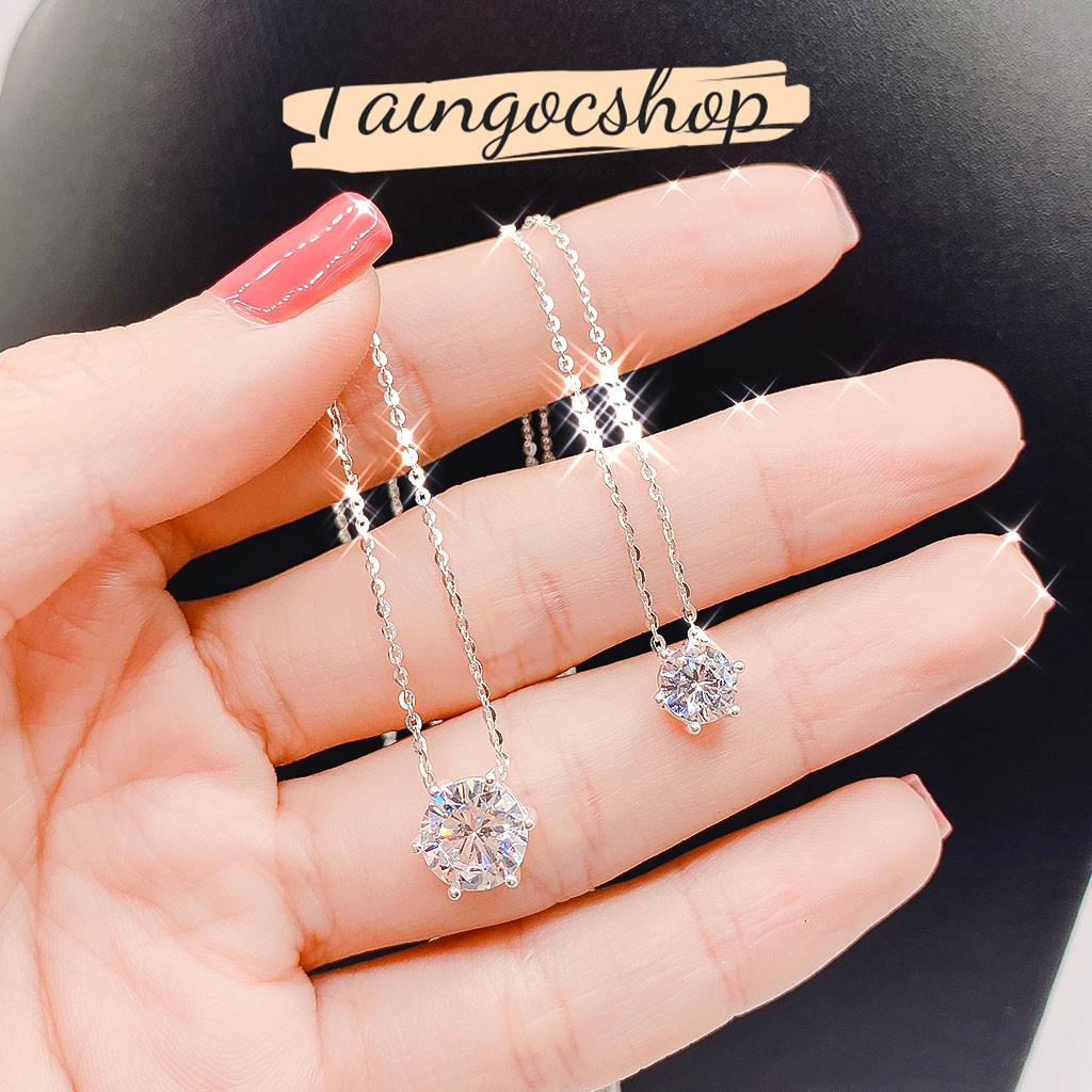 Dây mặt bạc Ý Xoàn Bạc Cao cấp viên chủ mặt dây 6 li và 8 li đá Czech cao cấp