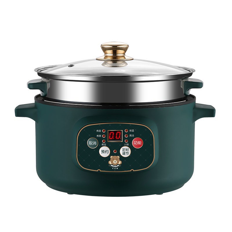 Nồi Lẩu Điện Đa Năng Vân Đá Chống Dính ELECTRIC COOKER 24CM Kèm Giá Hấp Inox Cao Cấp, Nồi Chiên Xào Tiện Lợi