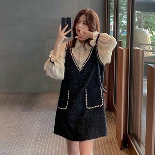 Hàng order Váy dạ dài tay phối sơ mi big size kèm ảnh thật