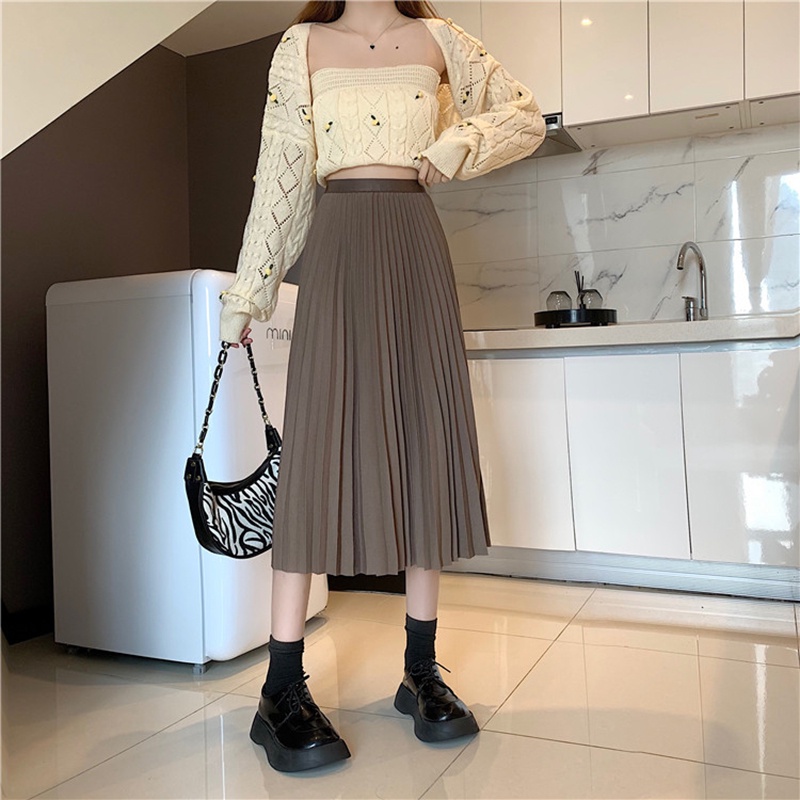 Chân Váy Chữ A Xếp Ly Dàng Dài Cạp Chun Thời Trang Sugal CV NU 014V2