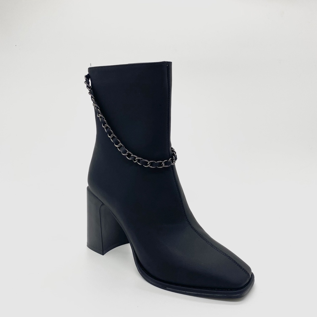 Giày Boot nữ 9p QCCC cao cổ xích kéo khóa sau da sần Ninshoes | BigBuy360 - bigbuy360.vn