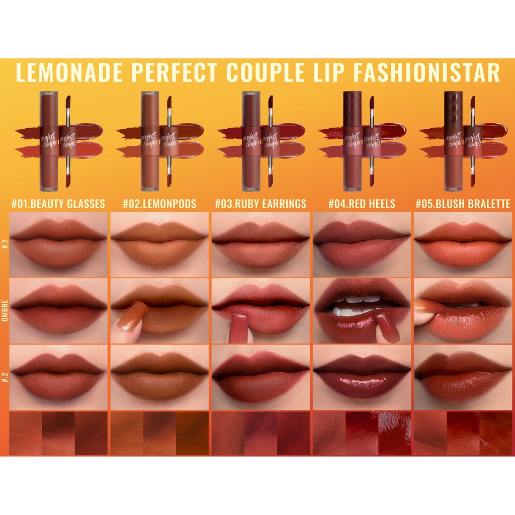 Combo trọn bộ Lemonade Perfect Couple Fashionistar gồm 1 Foundation 30g và 5 Son kem 8gx5 | BigBuy360 - bigbuy360.vn