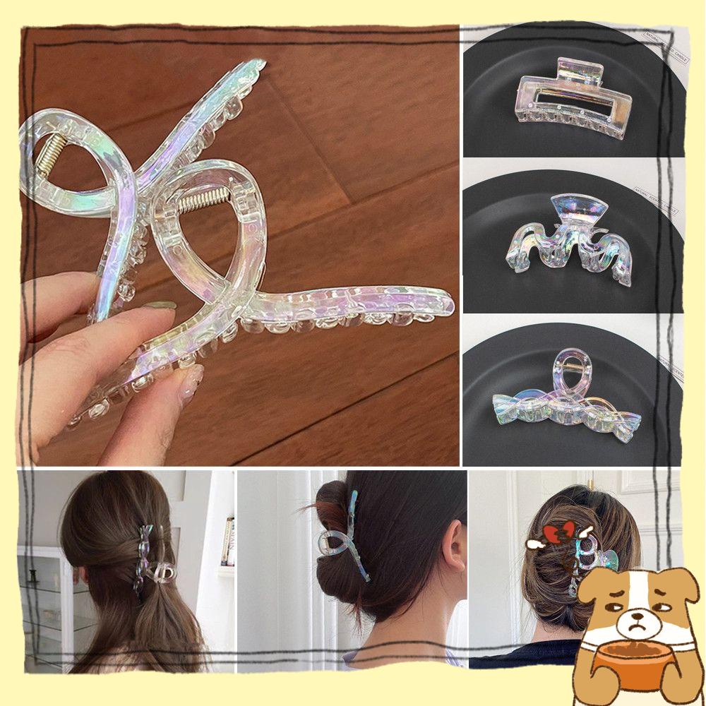 Kẹp Tóc Càng Cua Màu Laser Trong Suốt Thời Trang Cho Nữ