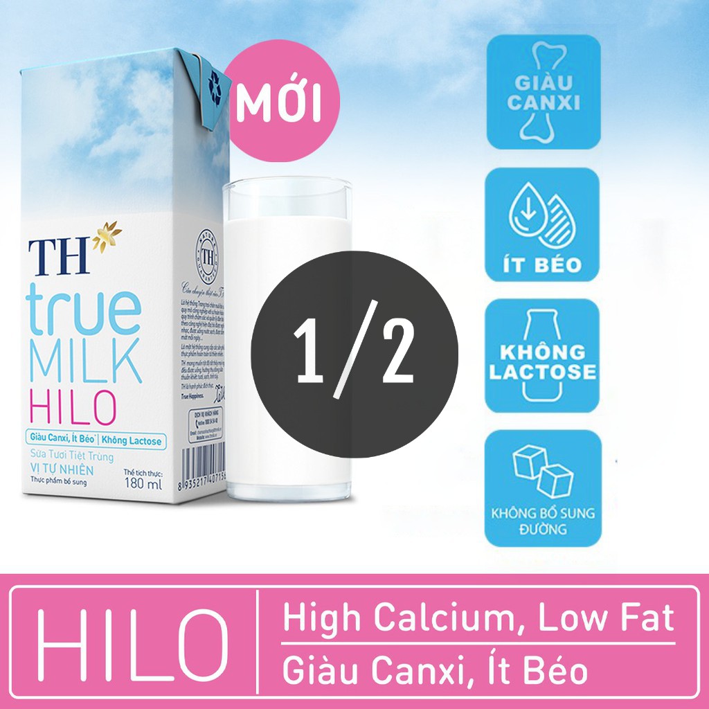 1/2 thùng sữa TH TrueMilk HILO 180ml