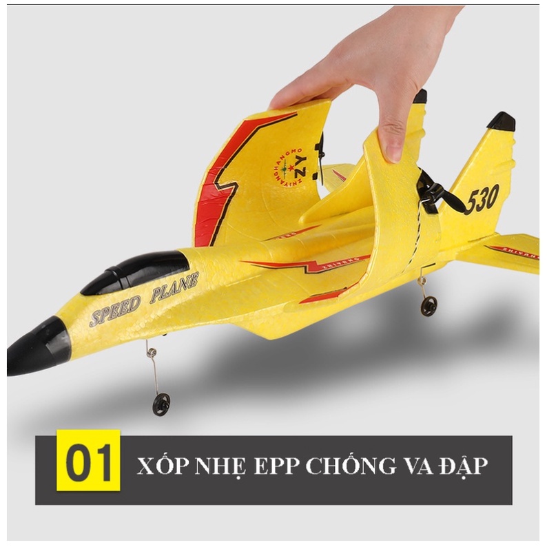 Máy Bay Điều Khiển Từ Xa ZY 530 Pro, Cánh Chất Liệu ABS Uốn Dẻo Siêu Bền Size 44cm, Chống Va Đập, Chống Nước