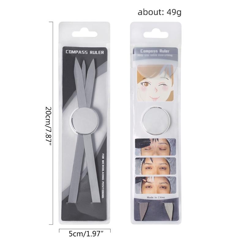 Thước Kẻ Mày Bằng Thép Không Gỉ Tích Hợp La Bàn Tiện Dụng