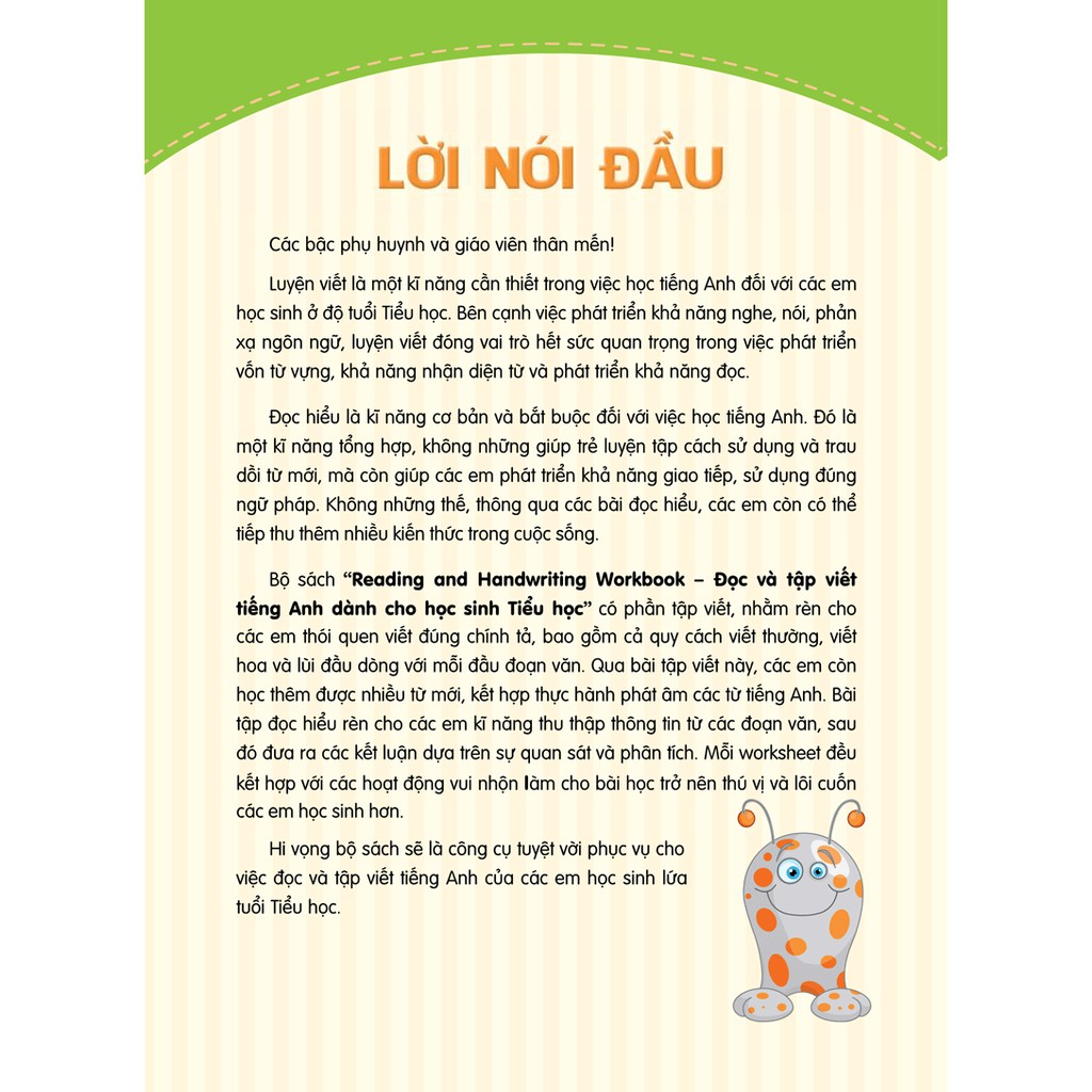 Sách: Reading And Handwriting - Đọc Và Tập Viết Tiếng Anh Dành Cho Học Sinh Tiểu Học - Quyển 1