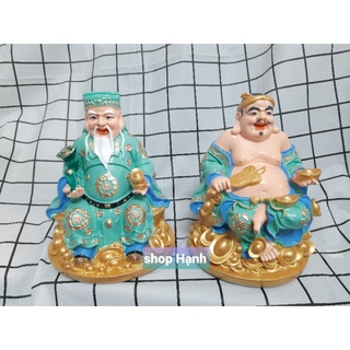 Ông địa thần tài đế tròn xanh cao 15 cm và 20 cm