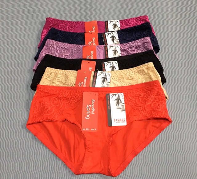 Com bo 5 quần lót nữ cottong sợi tre kháng khuẩn phối ren BamBoo 5611