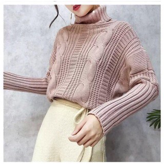 Áo len bện thừng cổ lọ
