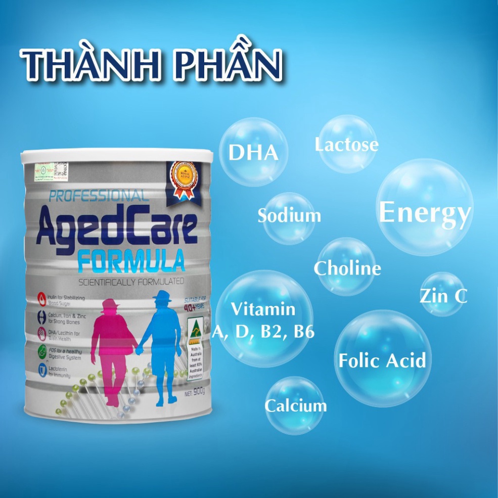 Combo 2 Hộp Sữa Bột Hoàng Gia Úc ROYAL AUSNZ Aged Care Formula Bổ Sung Dinh Dưỡng Cho Người Trên 40 Tuổi 900g