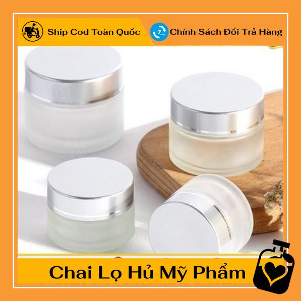 Hủ Đựng Kem ❤ TOP GIÁ RẺ ❤ Hũ chiết mỹ phẩm thủy tinh nắp bạc 5g,10g,15g,20g đựng kem , , phụ kiện du lịch