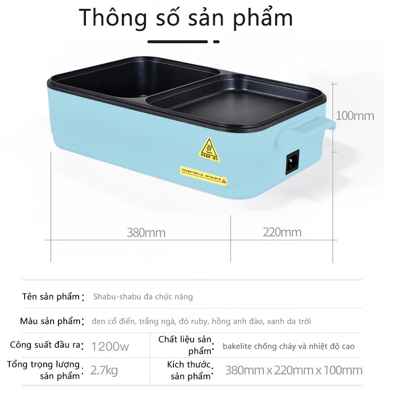 [Mã 253ELSALE hoàn 7% đơn 300K] Nồi lẩu nướng đa năng cao cấp - ký túc xá sinh viên công suất lớn - YB30