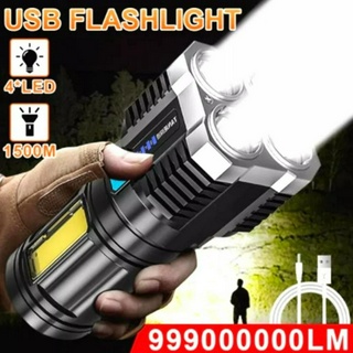 Đèn pin cầm tay 4 bóng led siêu sáng chống nước-Pin trâu