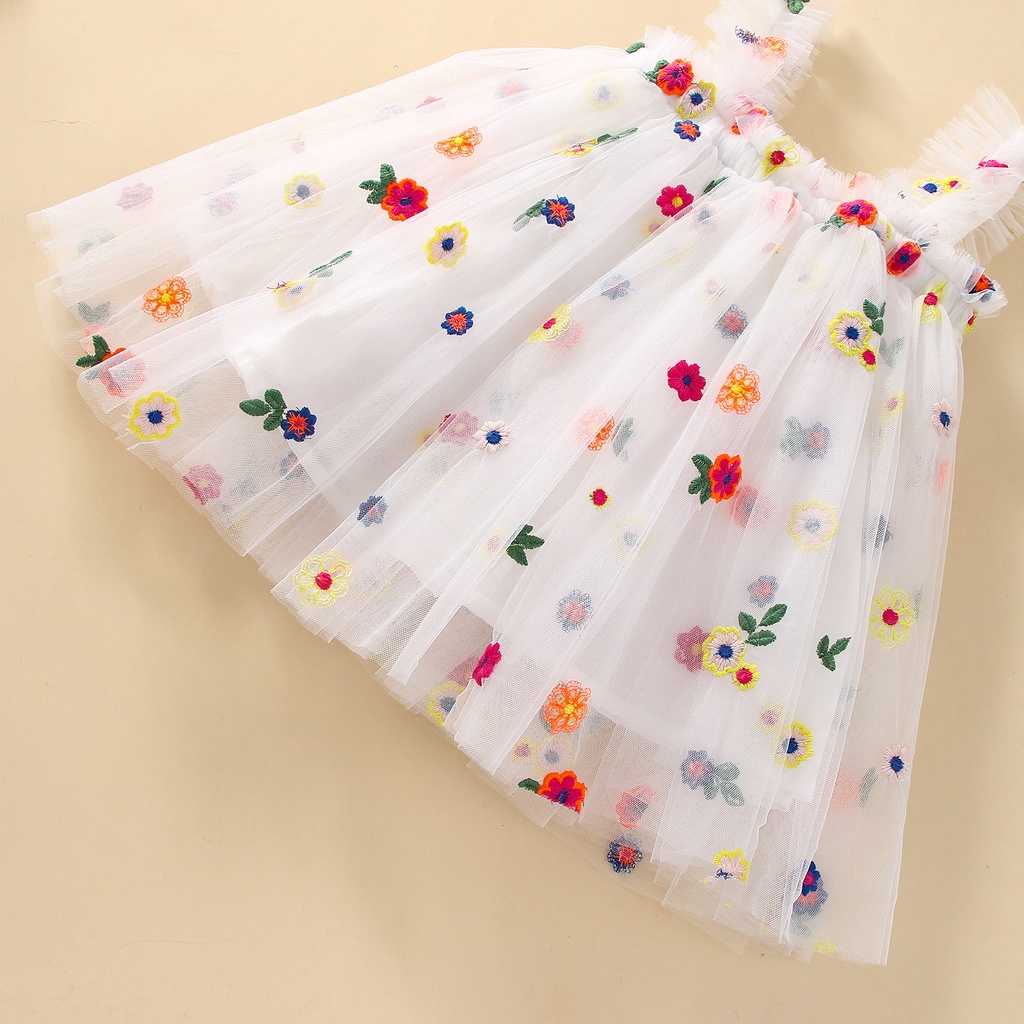 BCBL Đầm xòe hai dây in họa tiết hoa thời trang mùa hè xinh xắn cho bé gái 1 tuổi