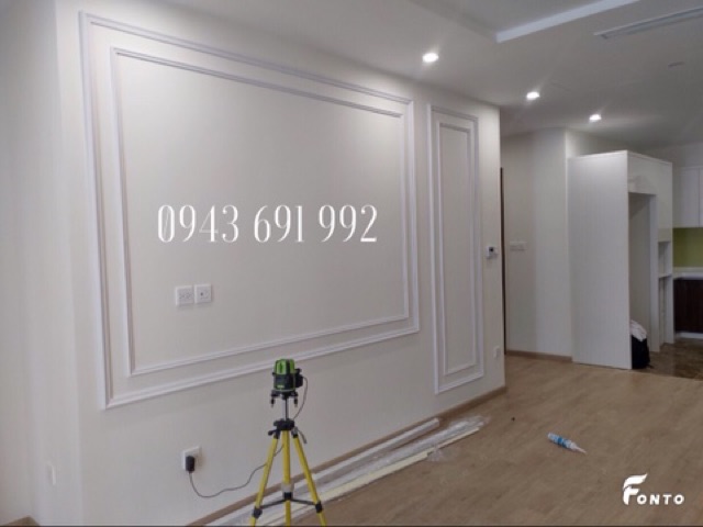 Chỉ kép hai lớp trang trí tường với phào 4cm trắng lệch sơn thay đổi màu