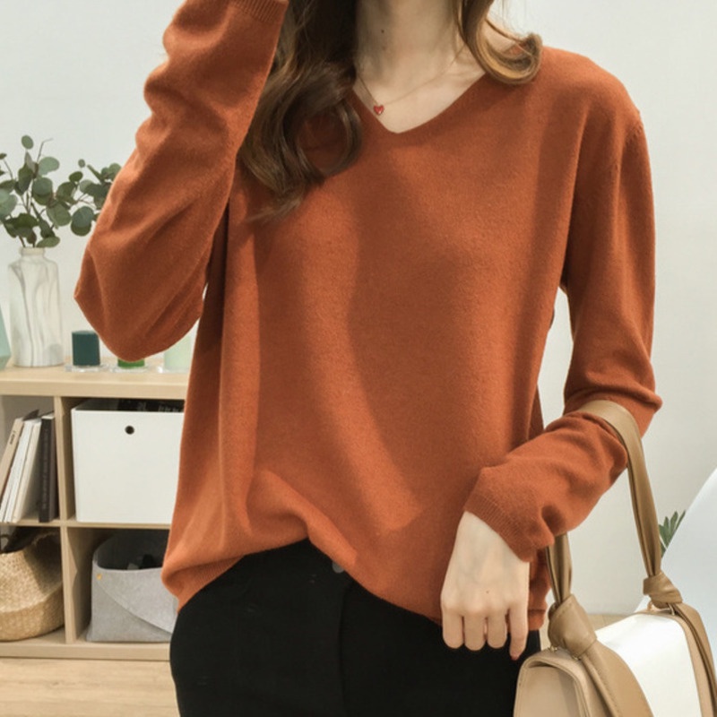 Áo len tay dài cổ chữ V kiểu dáng hợp thời trang độc đáo