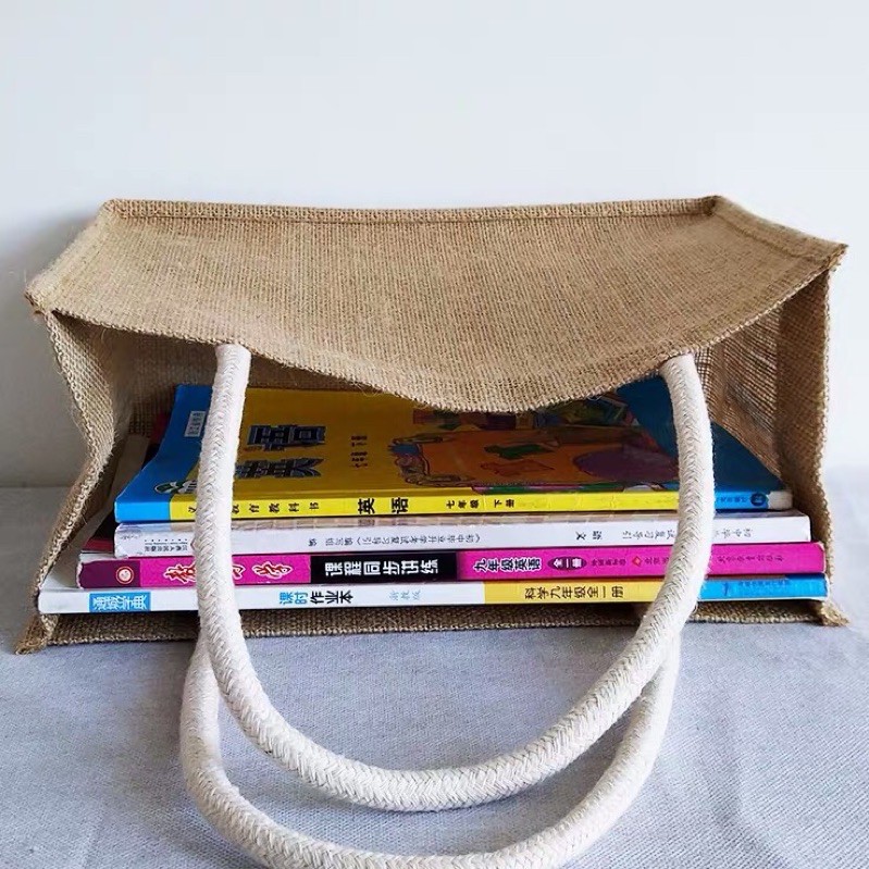 Túi cói bố trơn 33x24x12cm