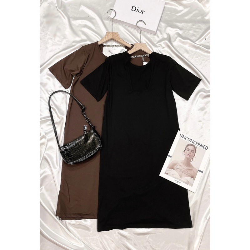 VNU289 - VÁY SUÔNG COTTON HỞ LƯNG XÍCH SAU