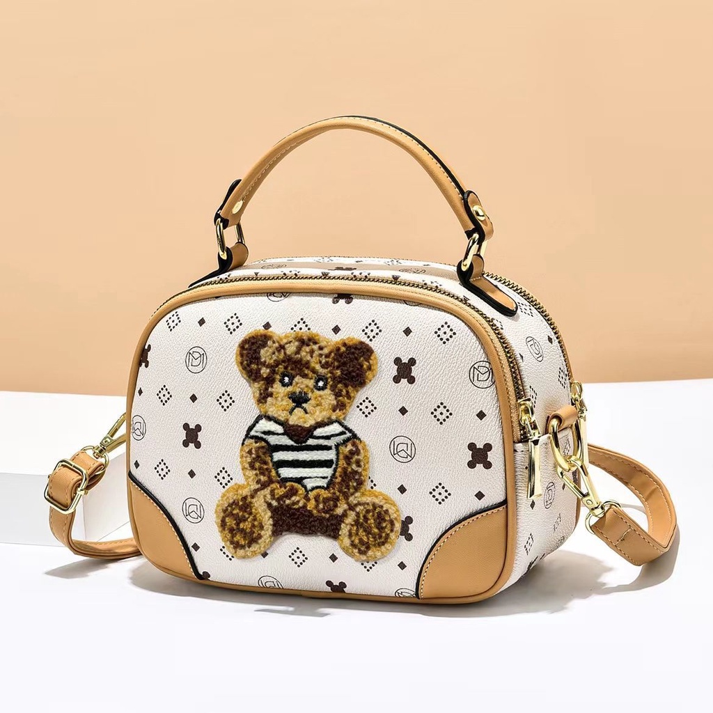 Túi Đeo Chéo Hình Vuông Nhỏ Họa Tiết Gấu Dễ Thương Thời Trang Cho Nữ