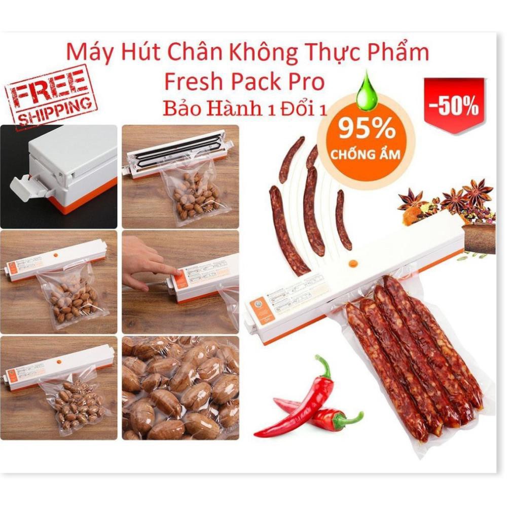 ✔️ Máy Hút Chân Không Bảo Vệ Thực Phẩm Fresh Pack Pro Kiêm Hàn Miệng Túi Thực Phẩm - TẶNG KÈM TÚI