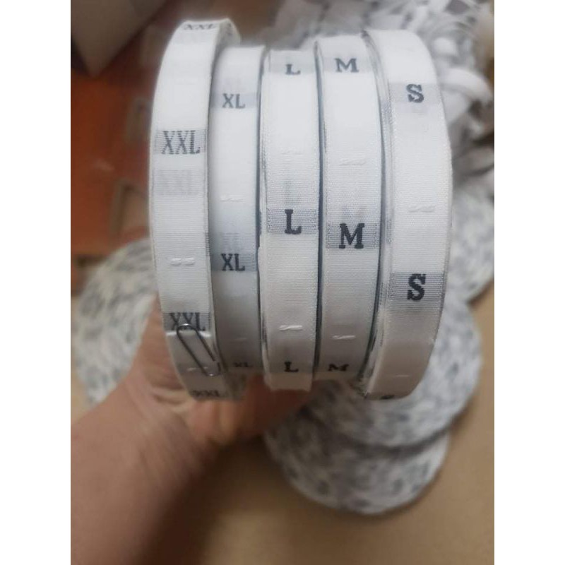 Mác vải dệt size s,m,l,xl,xxl ( dây gồm 10 chữ )
