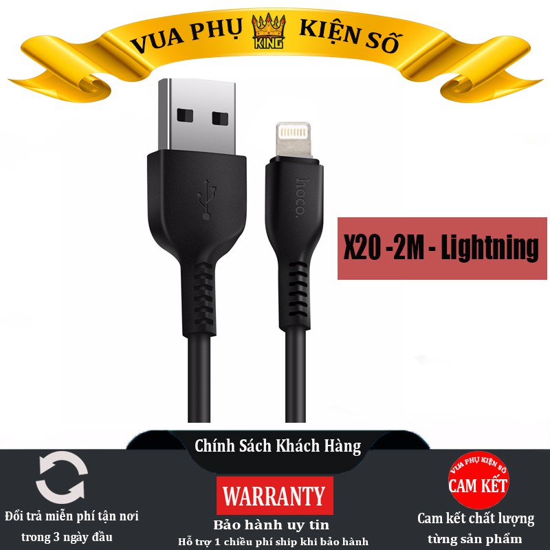 Dây Sạc Cáp Lightning HOCO X20 Dài 2 Mét - Cáp sạc nhanh cho 6 6S 7 8 Plus X XS XS MAX 11 PRO MAX 12