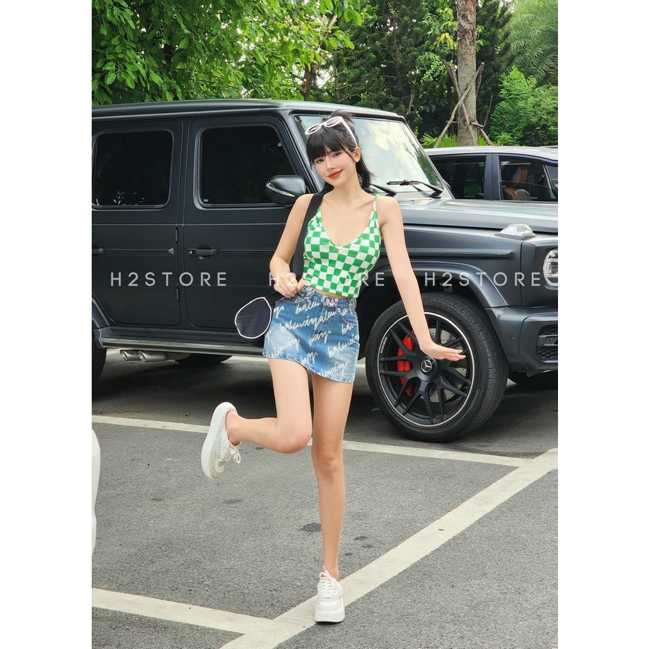 áo hai dây nữ croptop body chất thun gân caro kiểu hàn quốc thời trang tôn dáng sang chảnh alohashop91