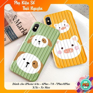 Ốp lưng cún và thỏ và lợn - ốp iphone dẻo nổi sọc 3d