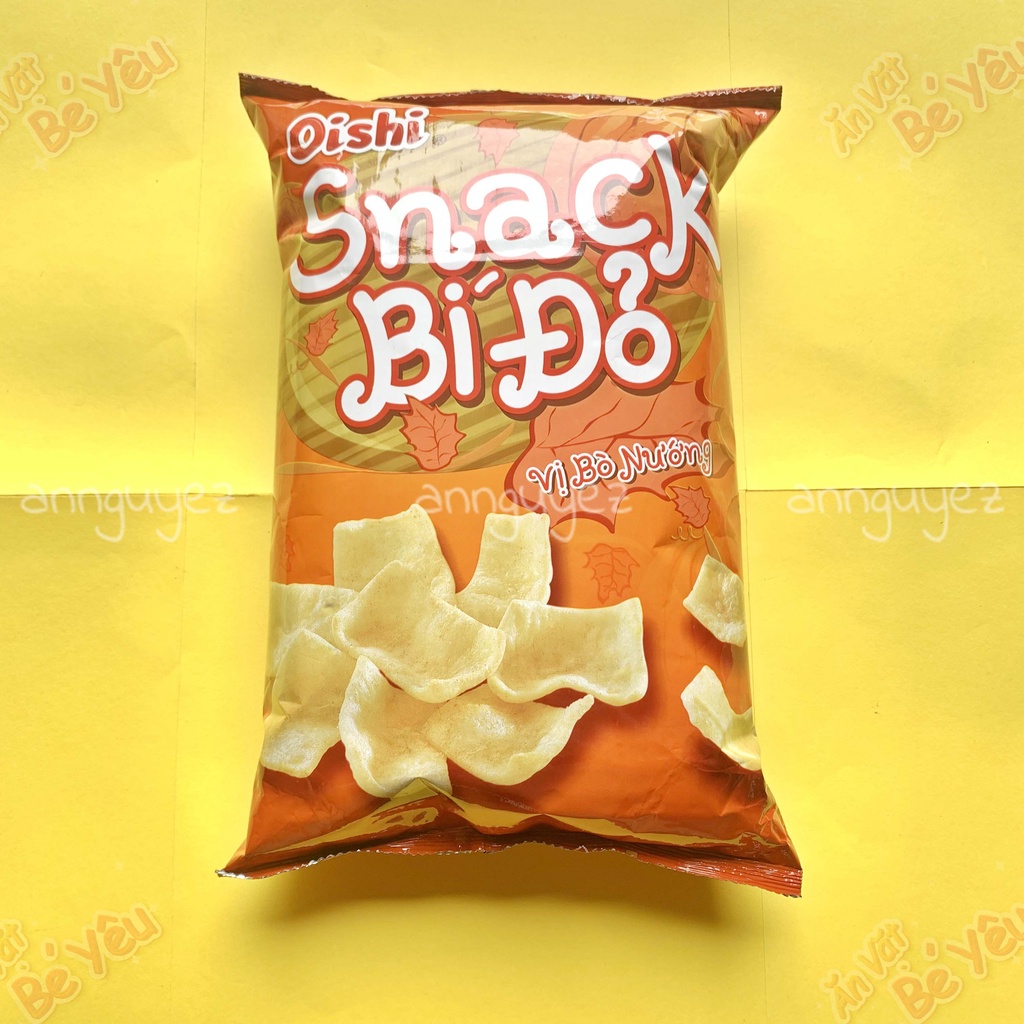 Bim bim Oishi snack bí đỏ vị bò nướng 68g siêu to khổng lồ