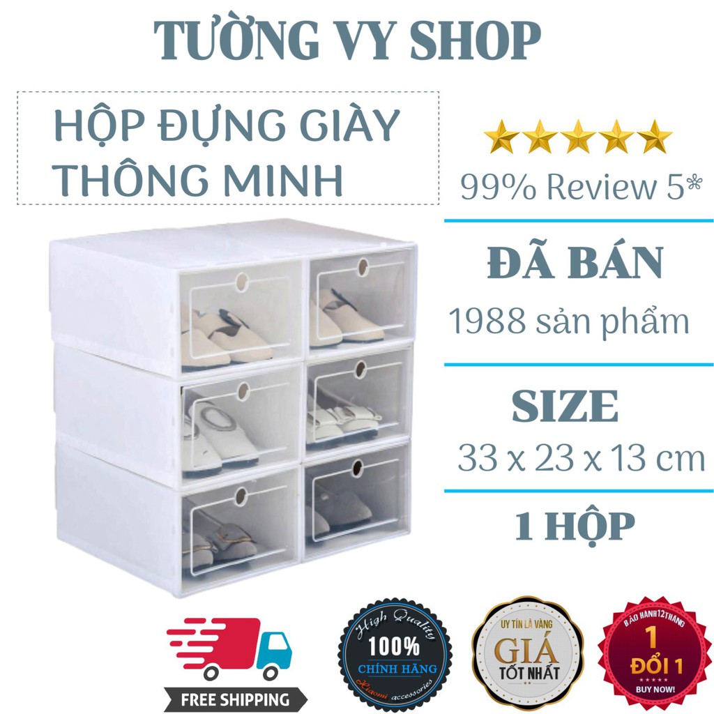 Hộp đựng giày nắp nhựa cứng trong suốt size lớn chịu lực tốt