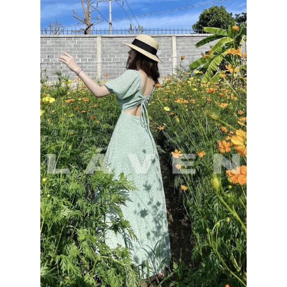 ĐẦM MAXI TAY BỒNG KHOÉT LƯNG CHẤT ĐẸP 2 MÀU