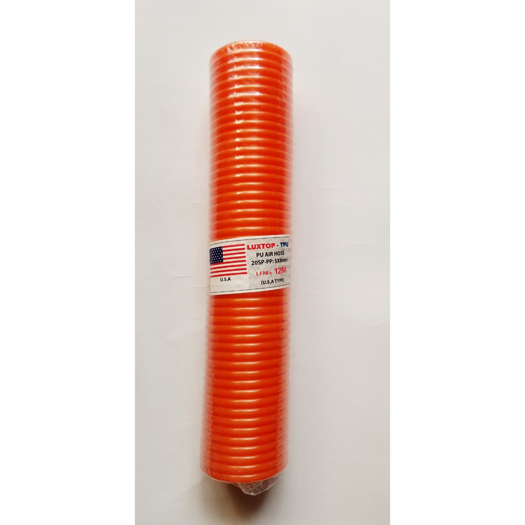 Dây hơi PU khí nén xoắn 5 x 8mm Luxtop, chính hãng 6m ,9m, 12m , 15m