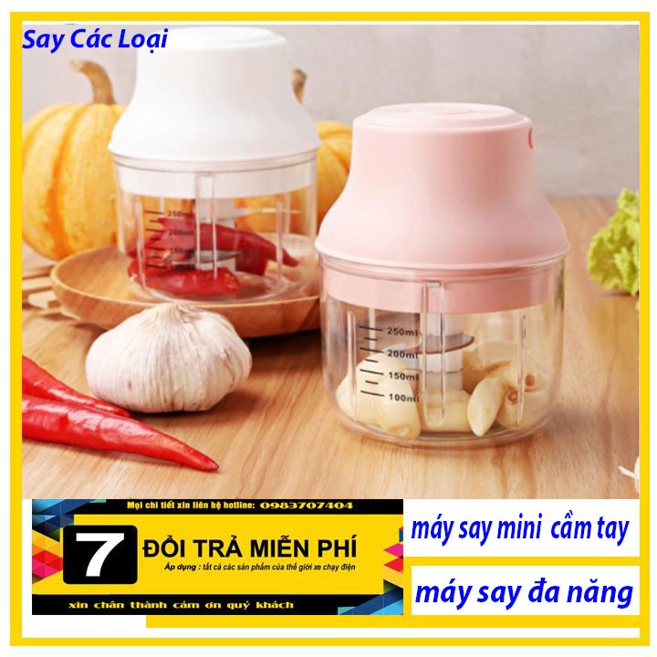 Máy Xay Mini Sạc Điện, Có Cổng Sạc Usb, Nhỏ Gọn Tiện Ích Dễ Sử Dụng, Xay Hành, Tỏi, Rau Củ.....Dung Tích 250ml