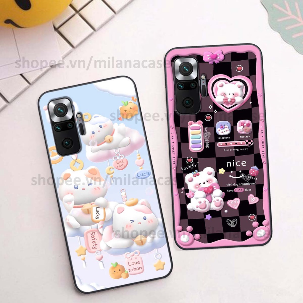 Ốp Xiaomi Redmi Note 10 / Note 10 Pro hình đồng hồ icon gấu mèo cute cực dễ thương ngộ nghĩnh