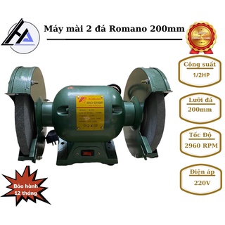 Máy mài hai đá romano đá 200mm - máy mài 2 đầu tặng 2 đá hàng chất lượng bảo hành 6 tháng