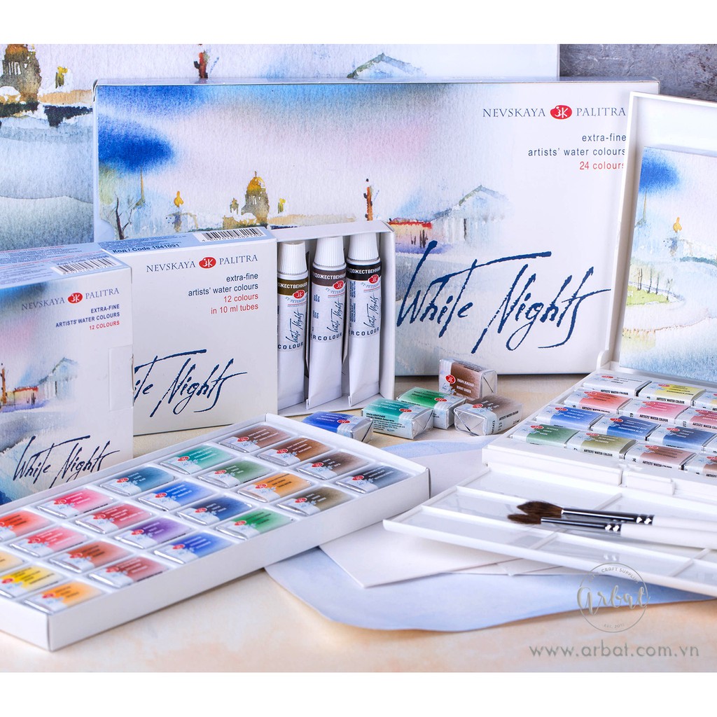 [ARBAT] Set màu nuớc White Nights - Dạng pan