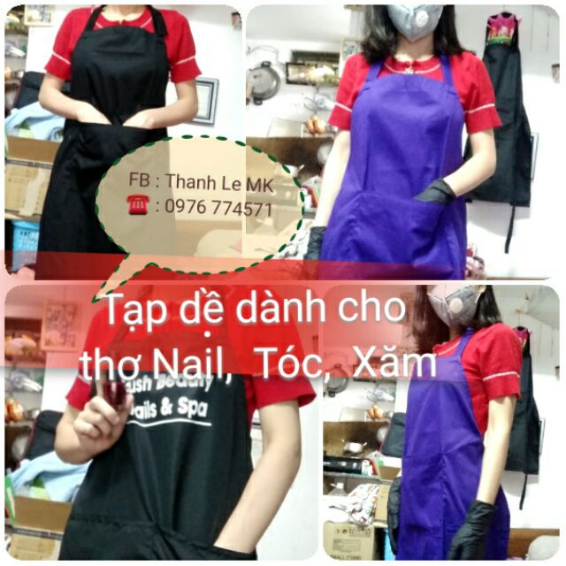 Tạp dề chuyên dùng cho thợ Nail,  Tóc,  Xăm chất kaki đẹp,  mát