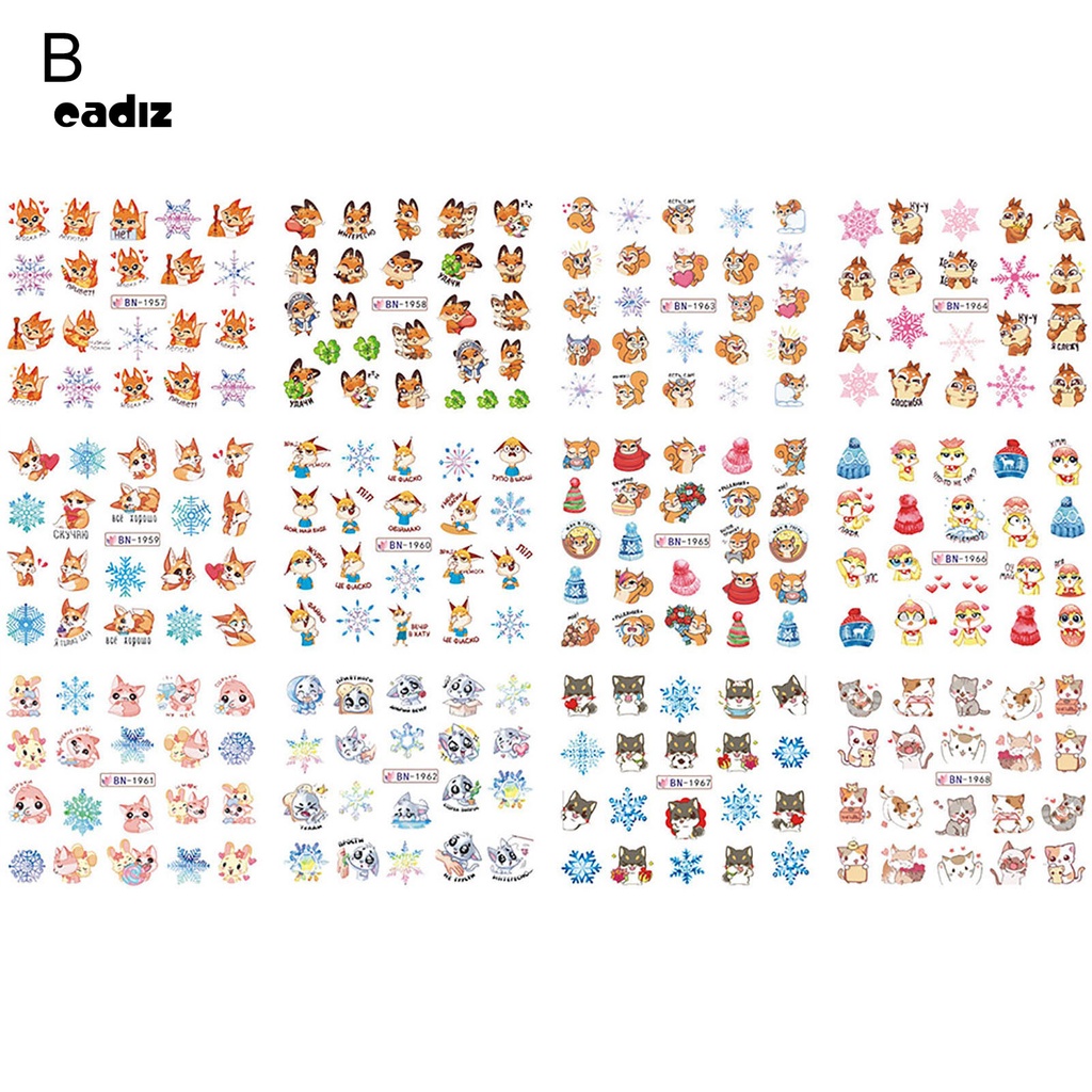 [Hàng mới về] Miếng dán trang trí móng tay nhiều màu sắc chủ đề giáng sinh