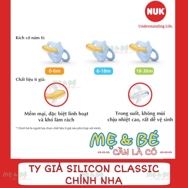 TY GIẢ NUK CAO SU SIÊU MỀM CHỈNH NHA 0-6M/6-18M/18-36M