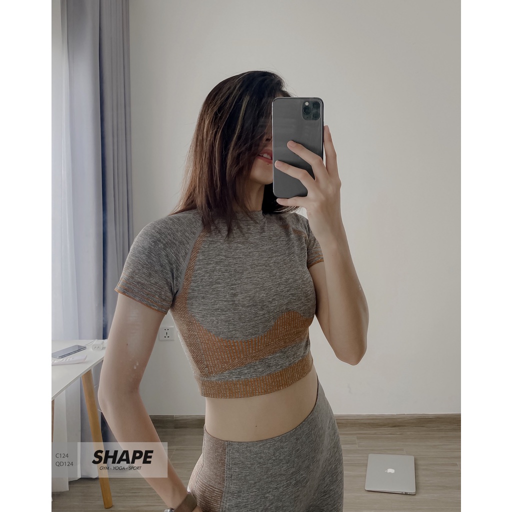 Quần Legging thể thao nữ SHAPE dệt kẻ Ombre [QD124]